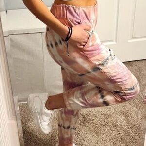 Young Fabulous & Broke Tie-Dye Joggers - Pink and Black